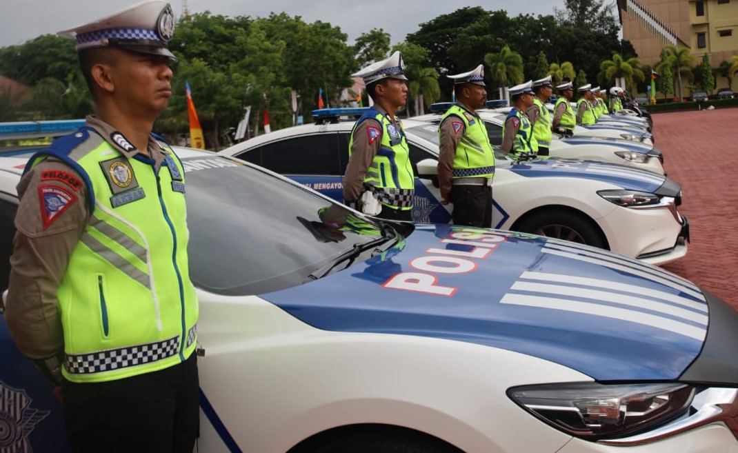 Apel Gelar Pasukan Operasi Patuh Seulawah-2023 di halaman Polda Aceh, Senin pagi, 10 Juli 2023