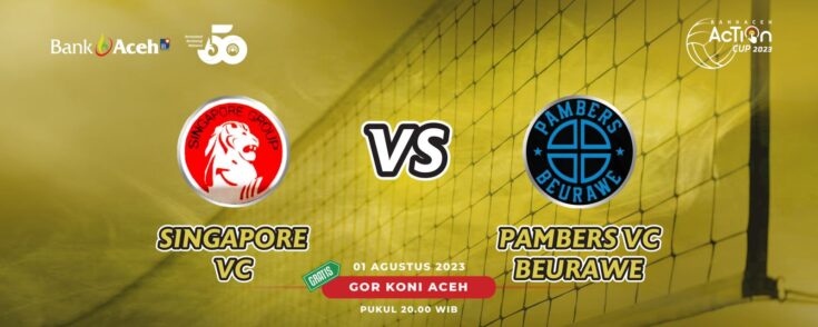 Dua tim tangguh Pambers VC Beurawe dan Singapore VC Lhokseumawe akan saling berhadapan dalam duel Selasa (1/8/2023) malam ini di final Turnamen Volly Bank Aceh Action Cup 2023, di GOR KONI Aceh