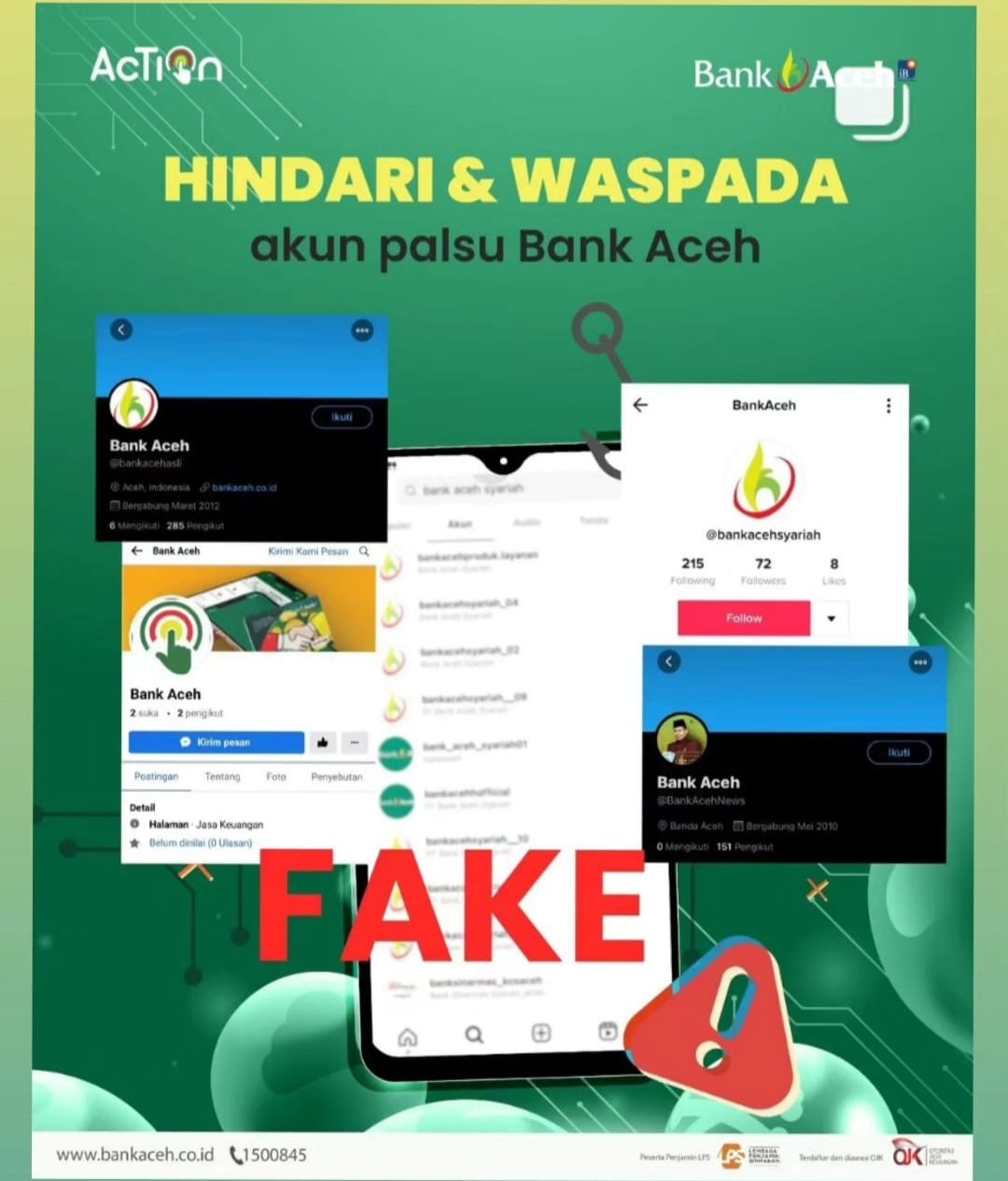 Penipuan mengatasnamakan Bank Aceh Syariah dengan memanfaatkan media sosial dan pesan instan lintas platform seperti WhatsApp, Messenger masih terus terjadi