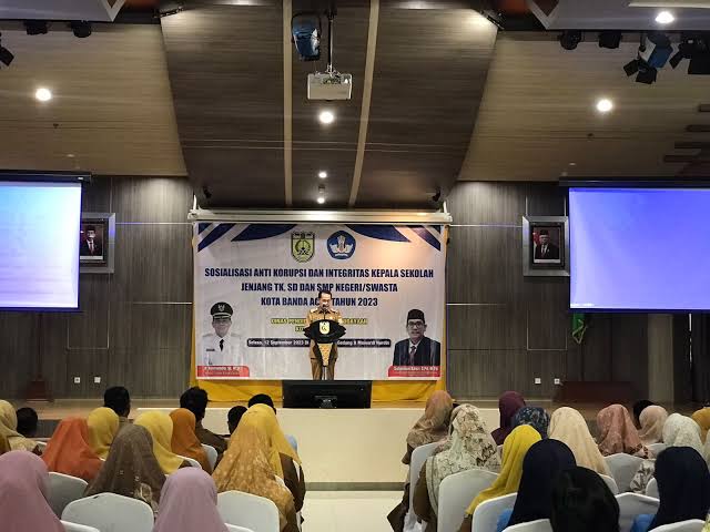 Sosialisasi anti korupsi dan integritas bagi para kepala sekolah (Kepsek) TK, SD dan SMP se-Banda Aceh, Selasa (12/9)