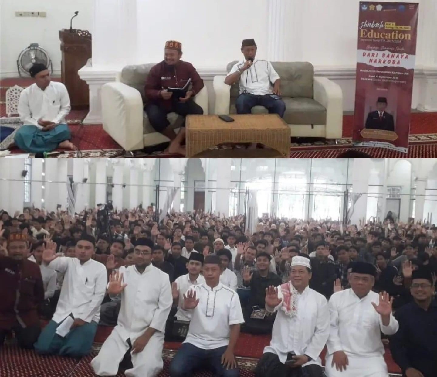 USK mengadakan program Subuh Education untuk menyosialisasikan bahaya narkoba bertempat di Masjid Jamik Darussalam kampus setempat, Ahad (17/9)
