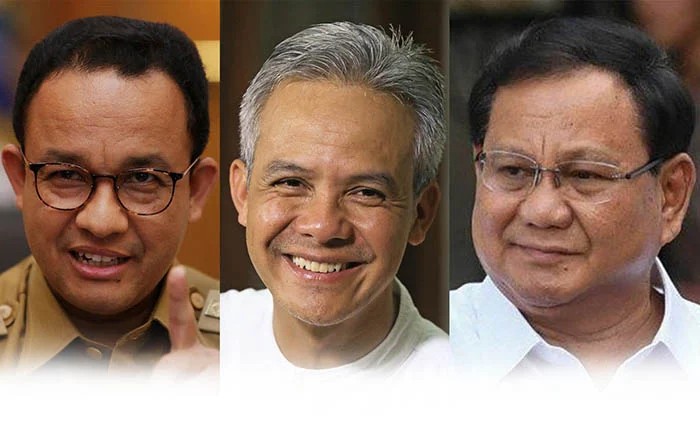 Bakal calon presiden Anies Baswedan, Ganjar Pranowo dan Prabowo Subianto