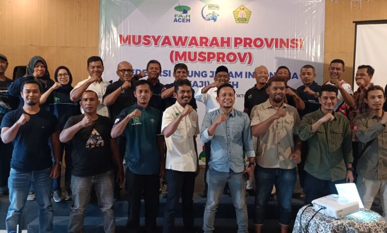 Foto bersama usai Musprov FAJI Aceh untuk penetapan Ketua Umum masa bakti 2023-2027