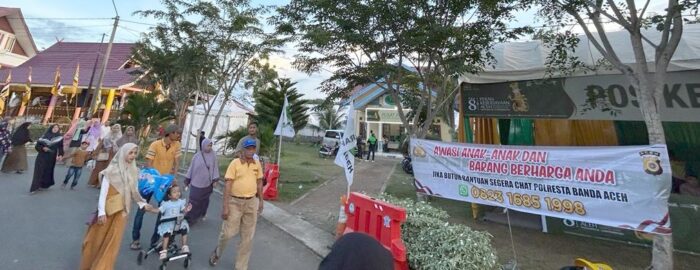 Guna mencegah tindak pidana kejahatan di area PKA 8, Polresta Banda Aceh memasang spanduk imbauan guna meminimalisir kejahatan di Taman Sulthanah Safiatuddin Banda Aceh