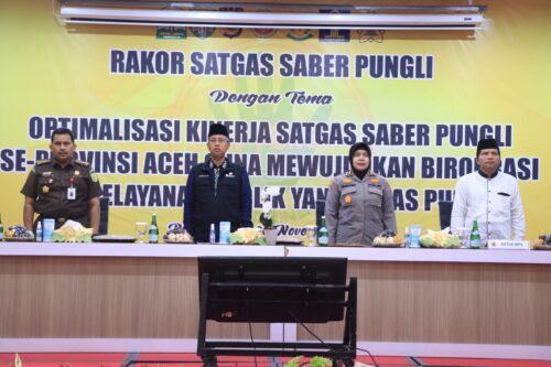 Rakor Satgas Saber Pungli UPP Provinsi Aceh tahun 2023 di Hotel Grand Permata Hati, Blang Oi, Banda Aceh, Kamis (30/11)