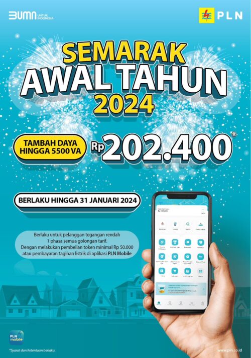PT PLN kembali menggelar promo tambah daya listrik dengan harga spesial melalui program Semarak Awal Tahun 2024