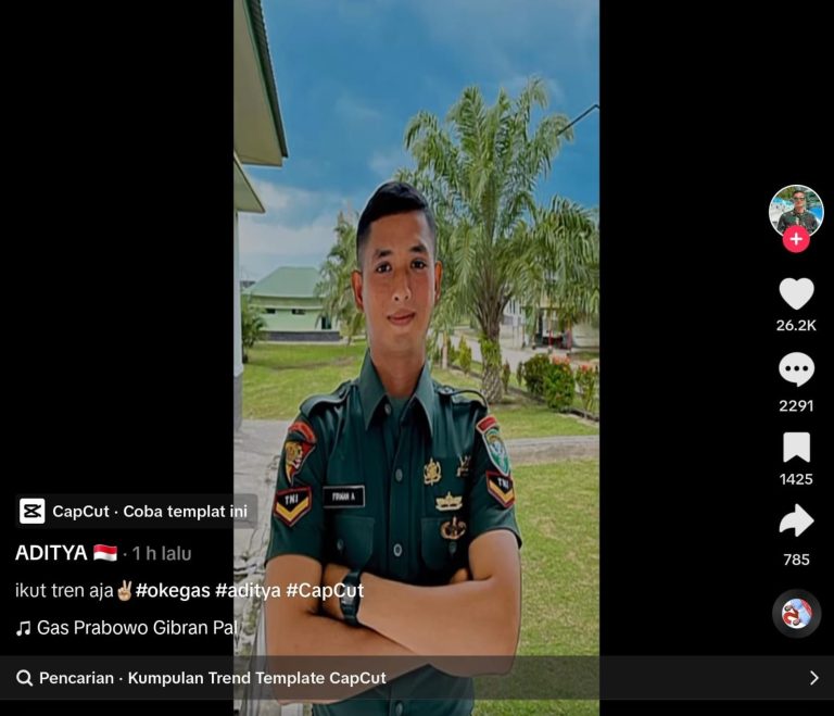 Akun Tik Tok mengatasnamakan prajurit TNI Serda Teuku Aditya dari Satuan Yonkav 11/MSC Kodam IM