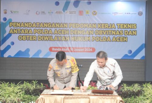 Polda Aceh menandatangani Pedoman Kerja Teknis (PKT) untuk pengamanan empat objek vital nasional (Obvitnas) dan lima objek tertentu (Obter) yang ada di Aceh, Rabu (10/1)