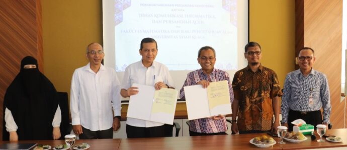 FMIPA USK menggandeng Diskominsa Aceh melalui penandatanganan perjanjian kerja sama untuk memperkuat teknologi informasi dan komunikasi, Rabu (24/1)