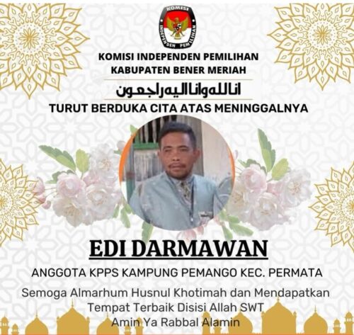 Anggota KPPS di Kabupaten Bener Meriah meninggal dunia karena kelelahan, Kamis (15/2)