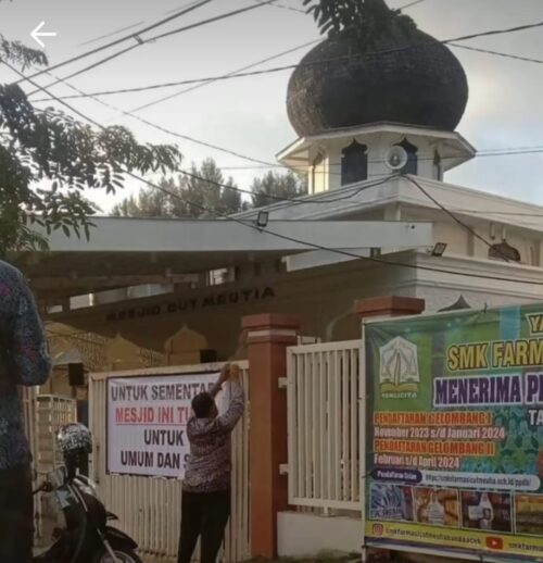 Masjid Cut Meutia di Jalan Tgk Chik Di Tiro Banda Aceh ditutup sementara