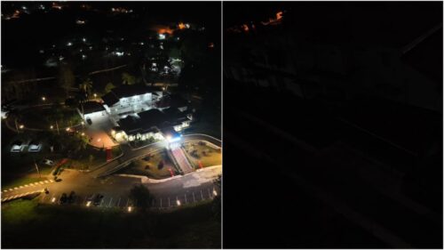 Tampilan Meuligoe Bupati Aceh Besar dan sekitarnya, sebelum dan aksi mati lampu serentak digelar untuk memperingati hari bumi sedunia tahun 2024, di Kota Jantho, Aceh Besar, Sabtu malam (23/3/2024). (FOTO/MC ACEH BESAR)