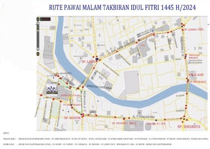 Rute resmi untuk Pawai Takbir Keliling Idul Fitri 1445 H di Banda Aceh