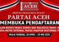 Partai Aceh membuka pendaftaran calon bupati dan wali kota mulai 20 April hingga 20 Mei 2024