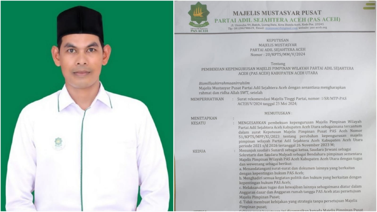 Sunardi ditunjuk menjadi Ketua MPW PAS Kabupaten Aceh Utara