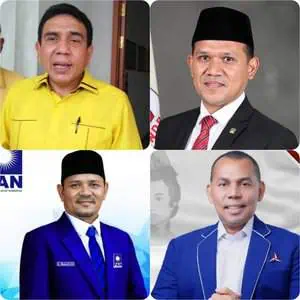 Empat ketua partai nasional di Aceh yakni TM Nurlif, Fadhlullah, Muslim dan Mawardi Ali kini berebut jadi Cawagub berpasangan dengan Cagub Aceh Muzakir Manaf atau Mualem. (Foto: Dok. Info Aceh)