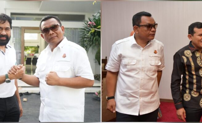 Gubernur Aceh Muzakir Manaf dan Wagub Aceh Fadhlullah menerima silaturahmi Kajati Aceh Yudi Triad dikediamannya, Banda Aceh, Kamis (24/4)