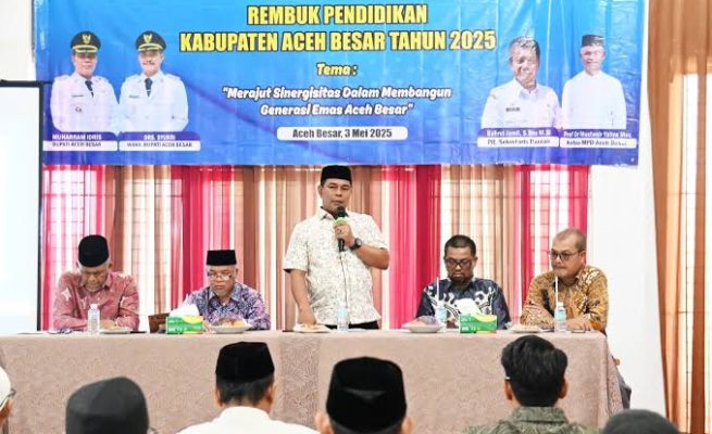 Pelaksanaan Rembuk Pendidikan Kabupaten Aceh Besar Tahun 2025 di Gedung Dekranasda, Gampong Gani, Kecamatan Ingin Jaya, Aceh Besar, Sabtu (3/5)