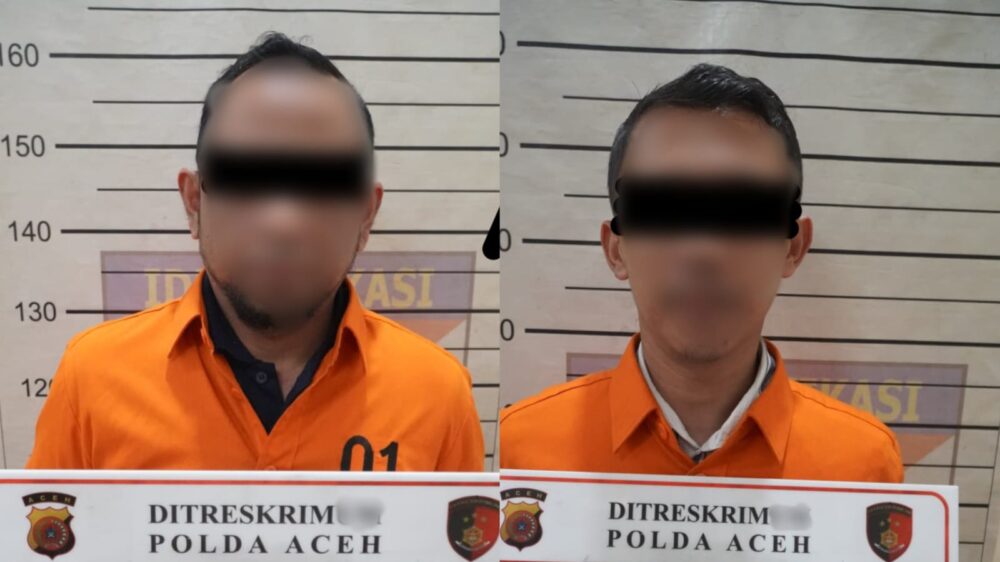 Polda Aceh menahan dua karyawan Bank Aceh Syariah Cabang Bener Meriah, masing-masing berinisial RIP dan MA. (Foto: Dok. Ditreskrimsus Polda Aceh)