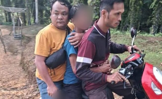 olres Aceh Singkil berhasil menangkap ES (34), tersangka pembunuhan guru SD berinisial NA (31) yang terjadi di areal PT Nafasindo, Desa Butar. (Foto: Dok. Polres Aceh Singkil)