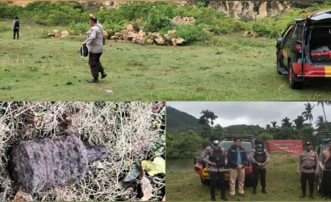 Pemusnahan granat peninggalan perang Dunia II buatan Jepang di lokasi bekas galian C, Kecamatan Peukan Bada, Aceh Besar, Senin (9/6/2025). (Foto: For Infoaceh.net)