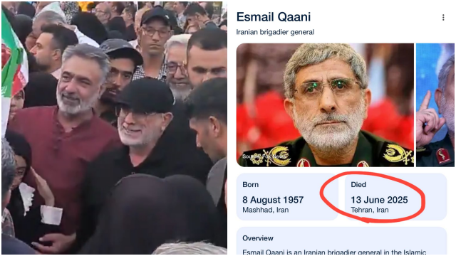 Komandan Pasukan Quds dari Korps Garda Revolusi Islam (IRGC) Iran, Brigadir Jenderal Esmail Qaani, terlihat dalam keadaan hidup dan sehat. Qaani tampil di publik saat menghadiri klaim perayaan kemenangan Iran atas Israel, di Teheran, Selasa (24/6/2025).