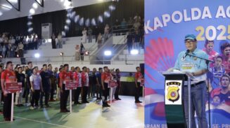 Kapolda Aceh Irjen Pol Achmad Kartiko membuka Kejuaraan Badminton Kapolda Aceh Cup 2025 di GOR KONI Aceh, Kamis, 24 Juli 2025. (Foto: Ist)