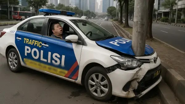 Mabuk, WN China Bawa Kabur Mobil Polisi Usai Tabrak Kendaraan di Jakpus