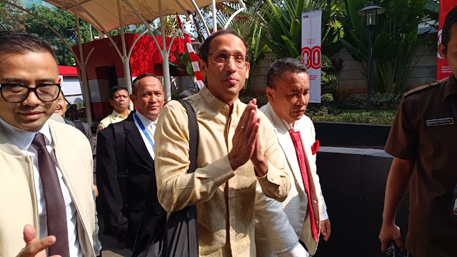 Mantan Mendikbudristek Nadiem Makarim memenuhi panggilan tim penyelidik Komisi Pemberantasan Korupsi (KPK) terkait perkara dugaan korupsi pengadaan Google Cloud di Kemendikbudristek, Kamis, 7 Agustus 2025.