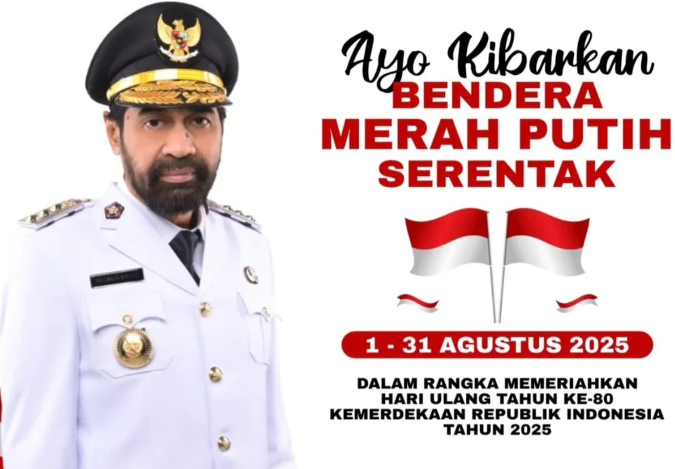 Gubernur Aceh Muzakir Manaf atau Mualem mengeluarkan imbauan kepada seluruh masyarakat Aceh untuk mengibarkan bendera Merah Putih selama satu bulan penuh, mulai 1 - 31 Agustus 2025.